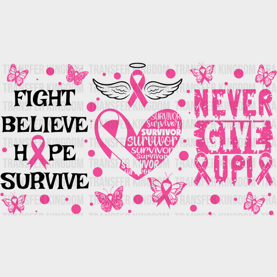 Never Give Up Heart - Awareness Cup Wrap Uv Sticker Permanent Dtf Decal