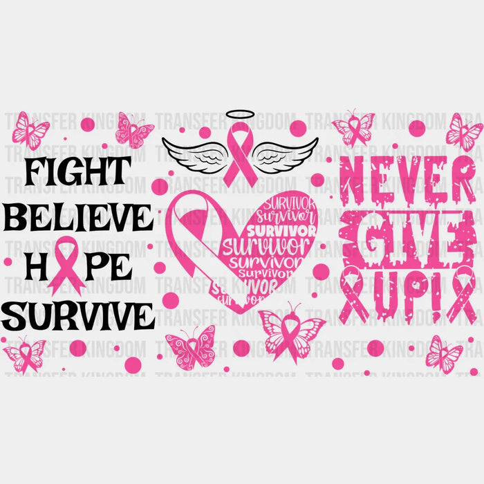 Never Give Up Heart - Awareness Cup Wrap UV Sticker Permanent UV DTF Decal