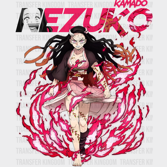 Nezuko Kamado Red Design - Demon Slayer Iron On Dtf Transfer