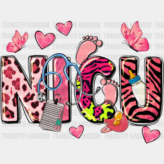NICU Butterflies And Hearts Pink Design - NICU DTF Transfers