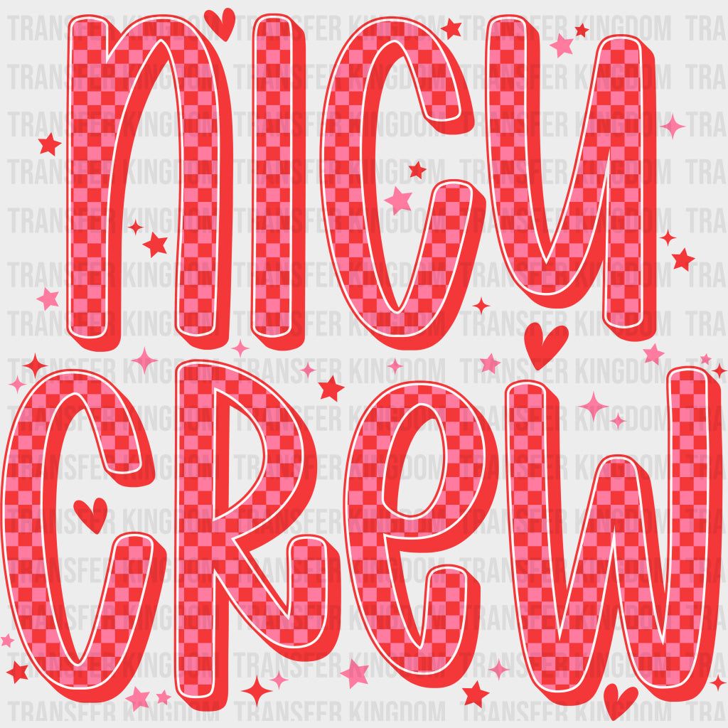 NICU Crew Red & Pink Checkered - NICU Nurse DTF Transfers