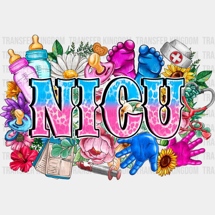 NICU Flowers And Doodles Design - NICU DTF Heat Transfers
