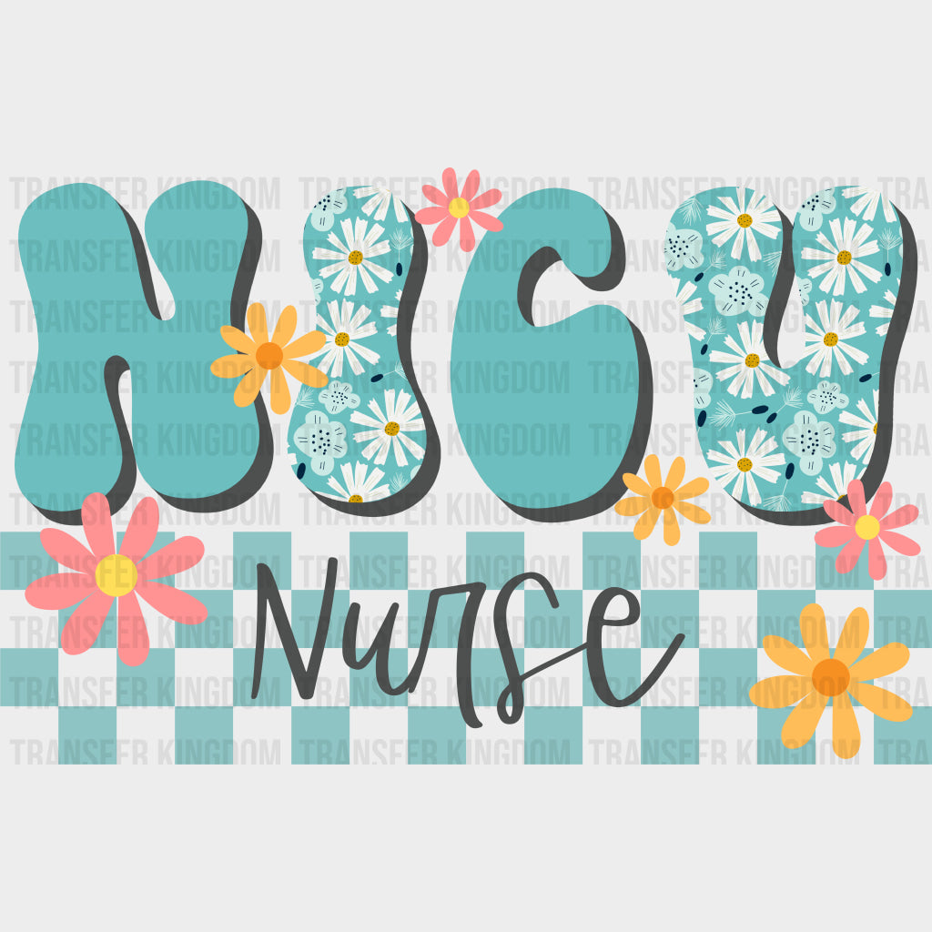 NICU Nurse Blue Checkered Design - NICU Nurse DTF Transfers Adult Unisex - S & M (10’’) / Dark Color Design (See