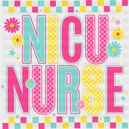NICU Nurse Colorful Checkered Design - NICU Nurse DTF Transfers