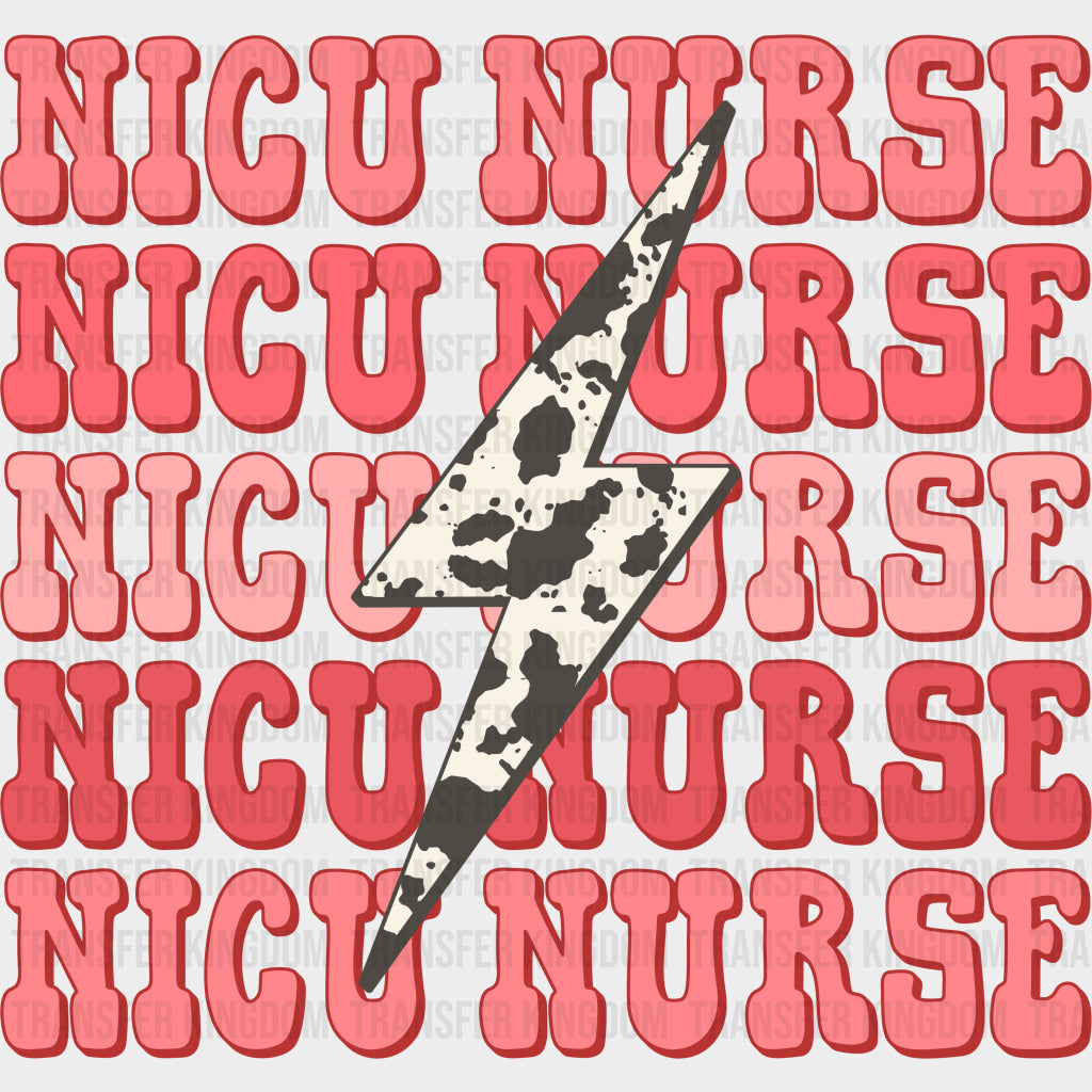 NICU Nurse Patterned Lightning Bolt - NICU Nurse DTF Transfers
