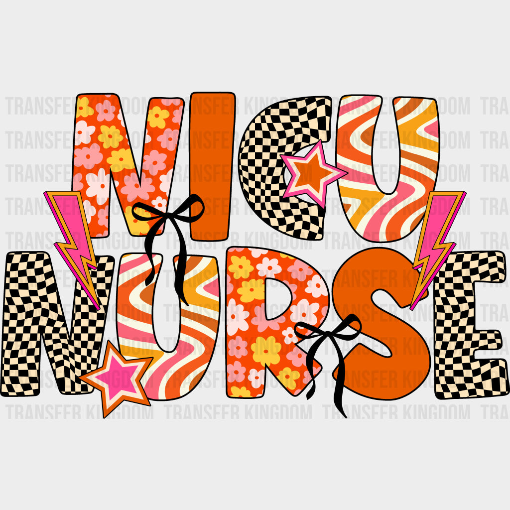 NICU Nurse Retro Patterns - NICU Nurse DTF Transfers