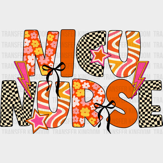 NICU Nurse Retro Patterns - NICU Nurse DTF Transfers