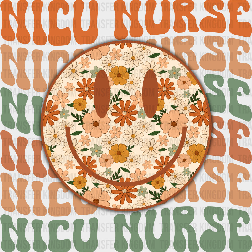 NICU Nurse Retro Smiley - NICU Nurse DTF Transfers
