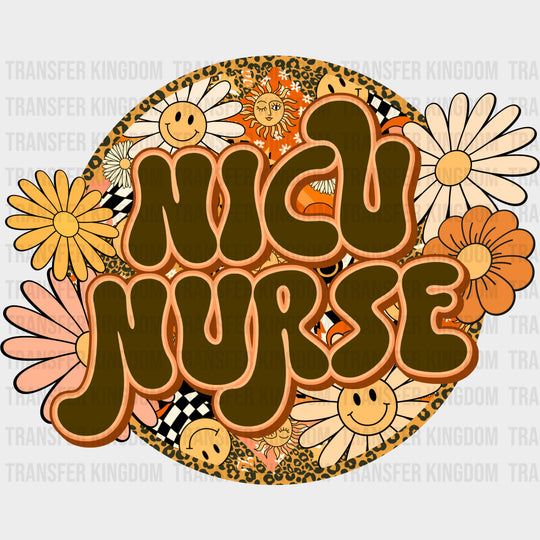NICU Nurse Retro Smileys & Flowers - NICU Nurse DTF Transfers