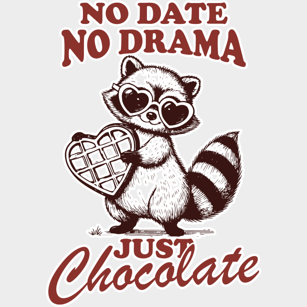 No Date Drama Just Chocolate - Valentine’s Day Dtf Transfer Unisex S & M (10’’) / Light Color