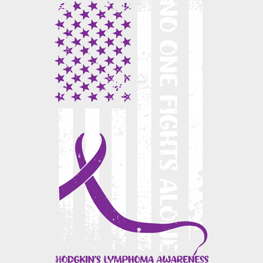 No One Fights Alone, B&W US Flag - Lymphoma DTF Transfers transfer-kingdom Light Color Design (See Imaging)
