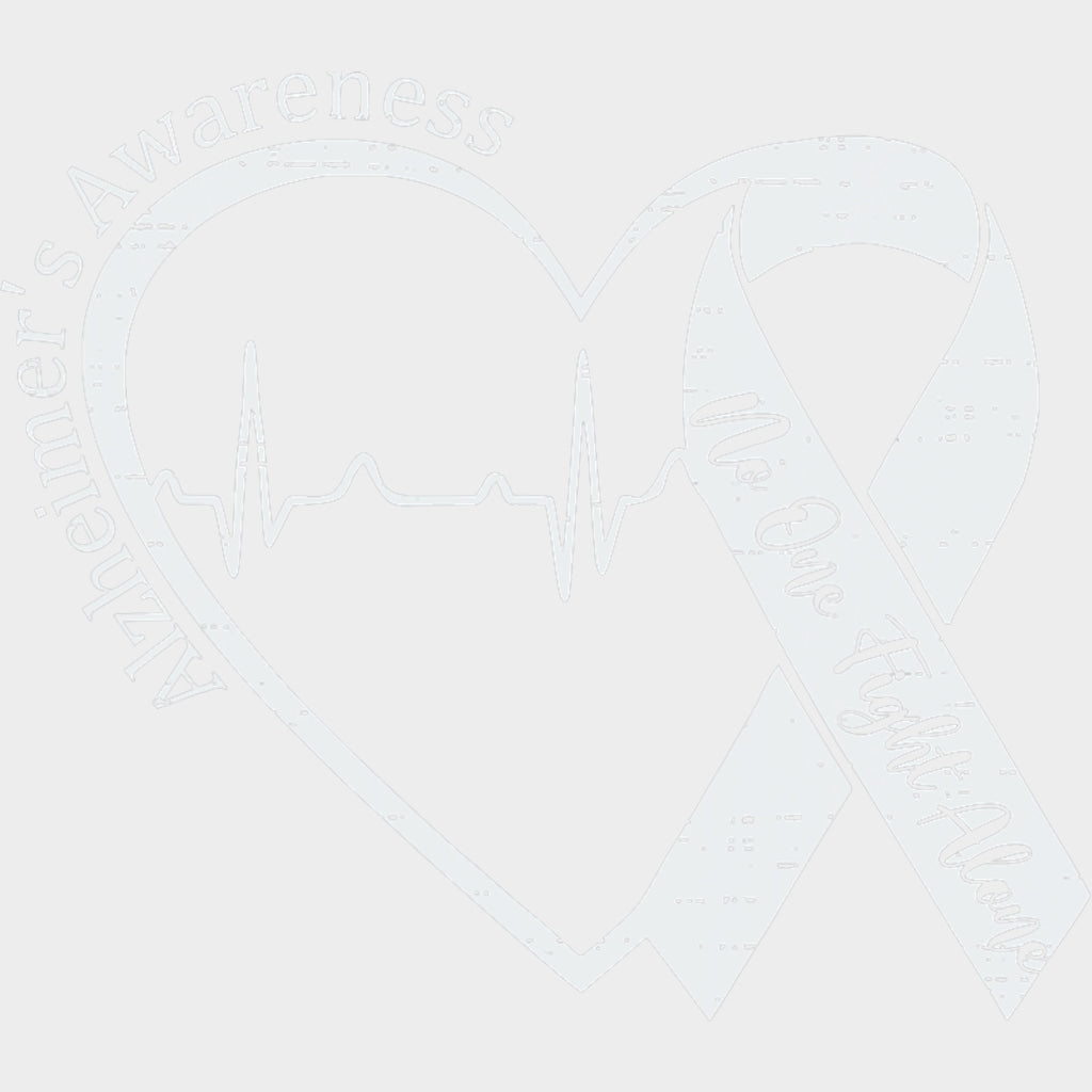 No One Fights Alone Heart ECG Line - Alzheimer's Awareness DTF Transfer transfer-kingdom Light Color Design (See Imaging)