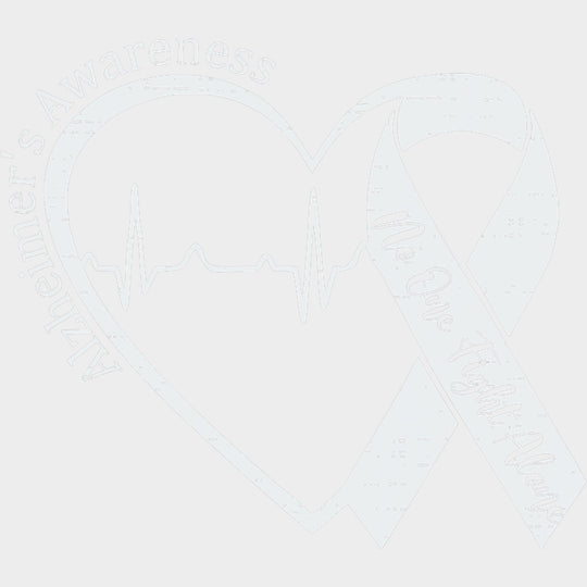 No One Fights Alone Heart ECG Line - Alzheimer's Awareness DTF Transfer transfer-kingdom Light Color Design (See Imaging)