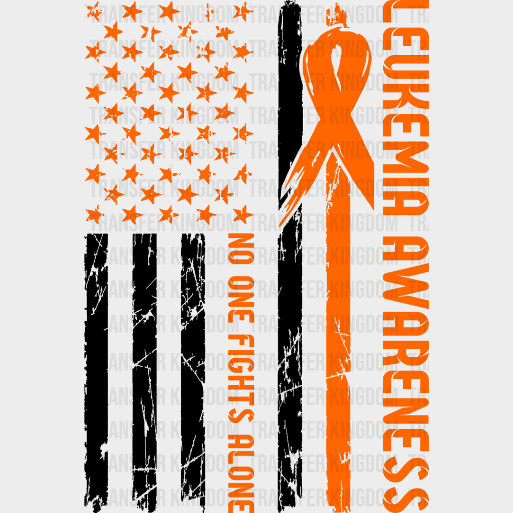 No One Fights Alone - Leukemia Dtf Heat Transfer Unisex S & M (10’’) / Dark Color Design See Imaging