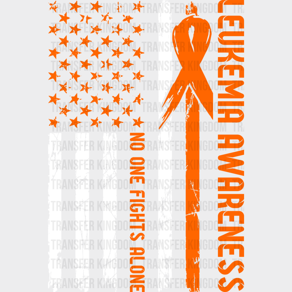 No One Fights Alone - Leukemia Dtf Heat Transfer Unisex S & M (10’’) / Light Color Design See