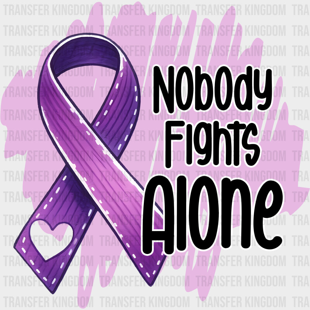 Nobody Fights Alone, Heart Ribbon - Alzheimer's Awareness DTF Transfer transfer-kingdom