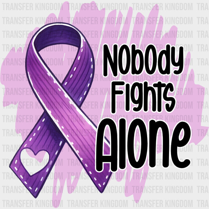 Nobody Fights Alone, Heart Ribbon - Alzheimer's Awareness DTF Transfer