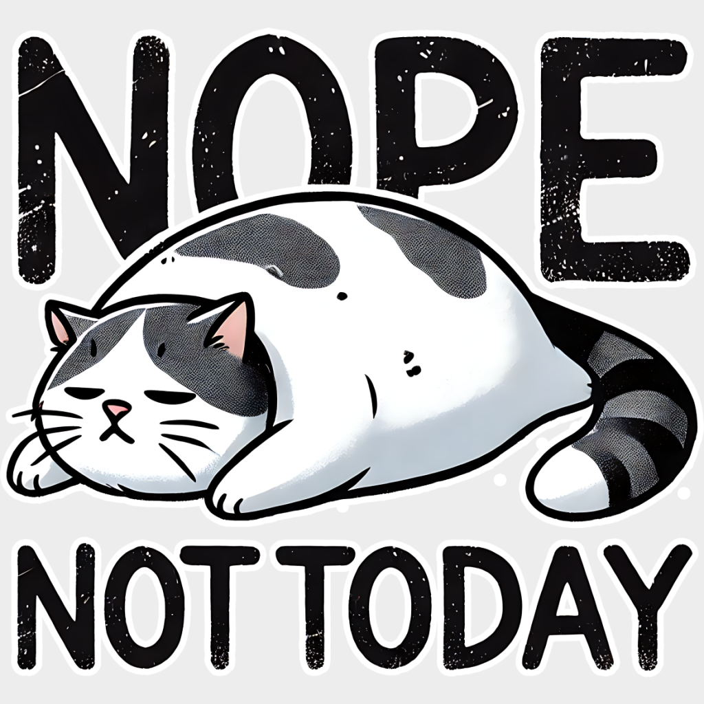 Nope Not Today - Cats Iron On Dtf Transfer Unisex S & M (10’’) / Light Color Design See Imaging