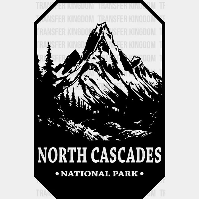 North Cascades National Park Black And White Design - National Parks DTF Transfers