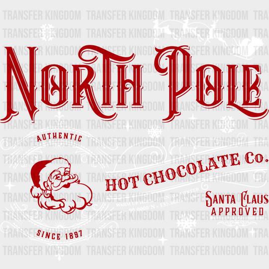 North Pole Hot Chocolate - Christmas Dtf Transfer Unisex S & M (10’’) / Light Color Design See