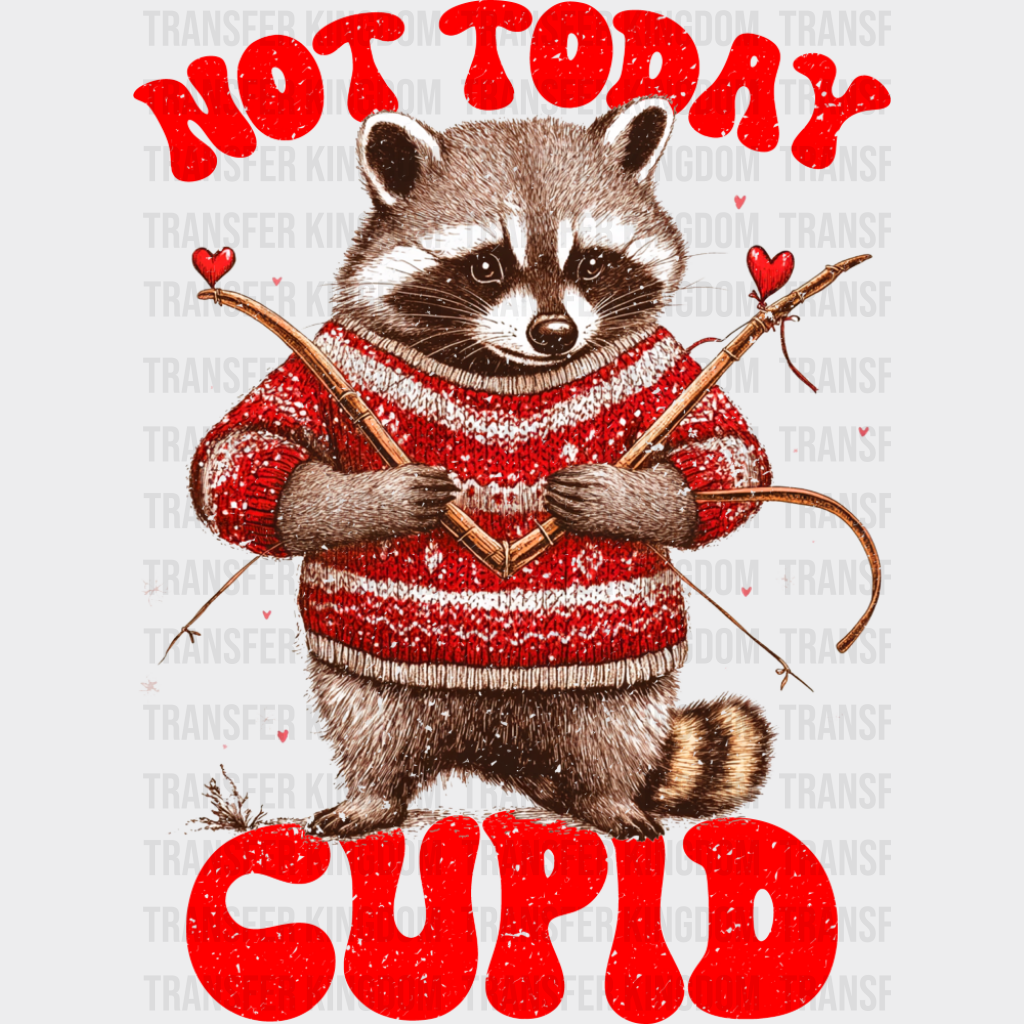 Not Today Cupid Sweater Raccoon - Valentine’s Day Dtf Transfer