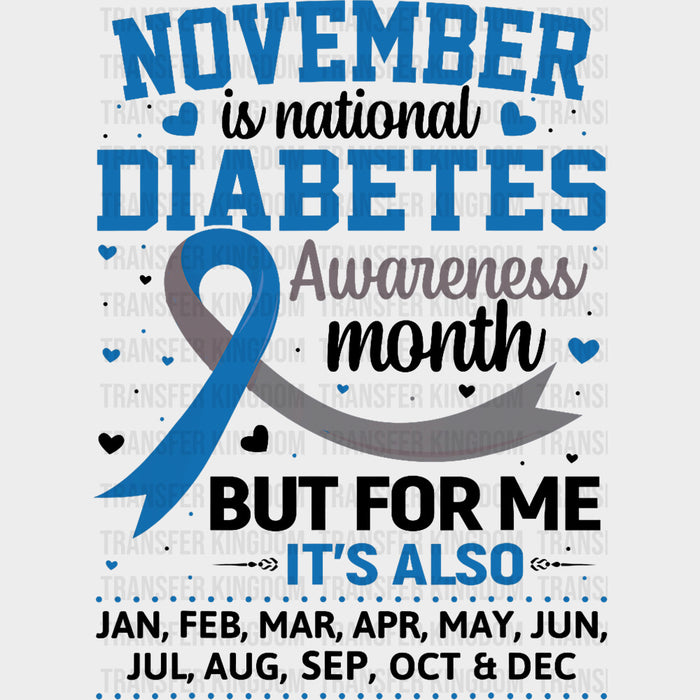 November Is National Diabetes Month - Diabetes DTF Transfers