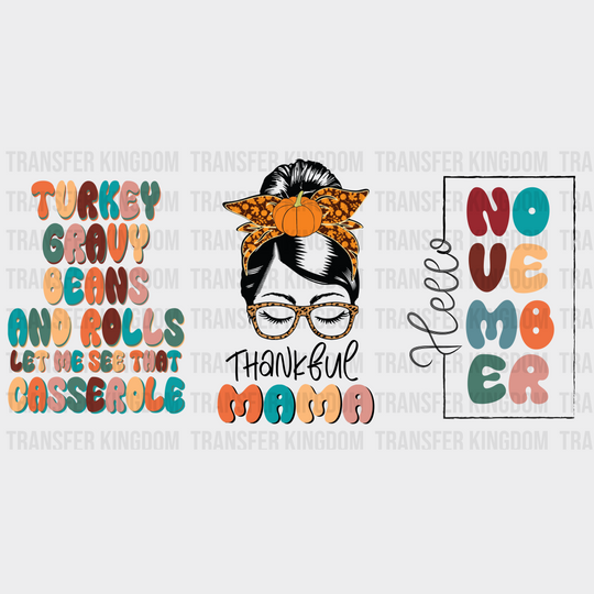 November Thanksgiving Design - Fall Cup Wrap Uv Sticker Permanent Dtf Decal