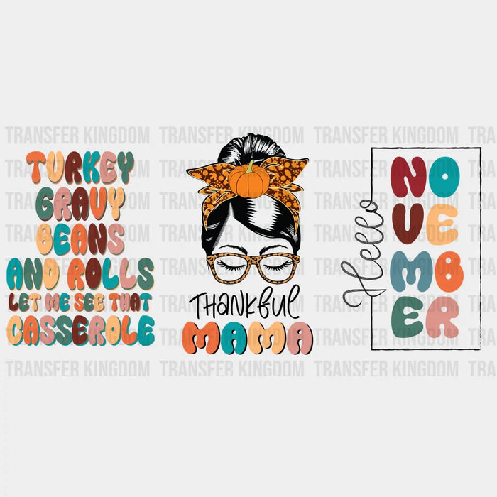 November Thanksgiving Design - Fall Cup Wrap UV Sticker Permanent UV DTF Decal