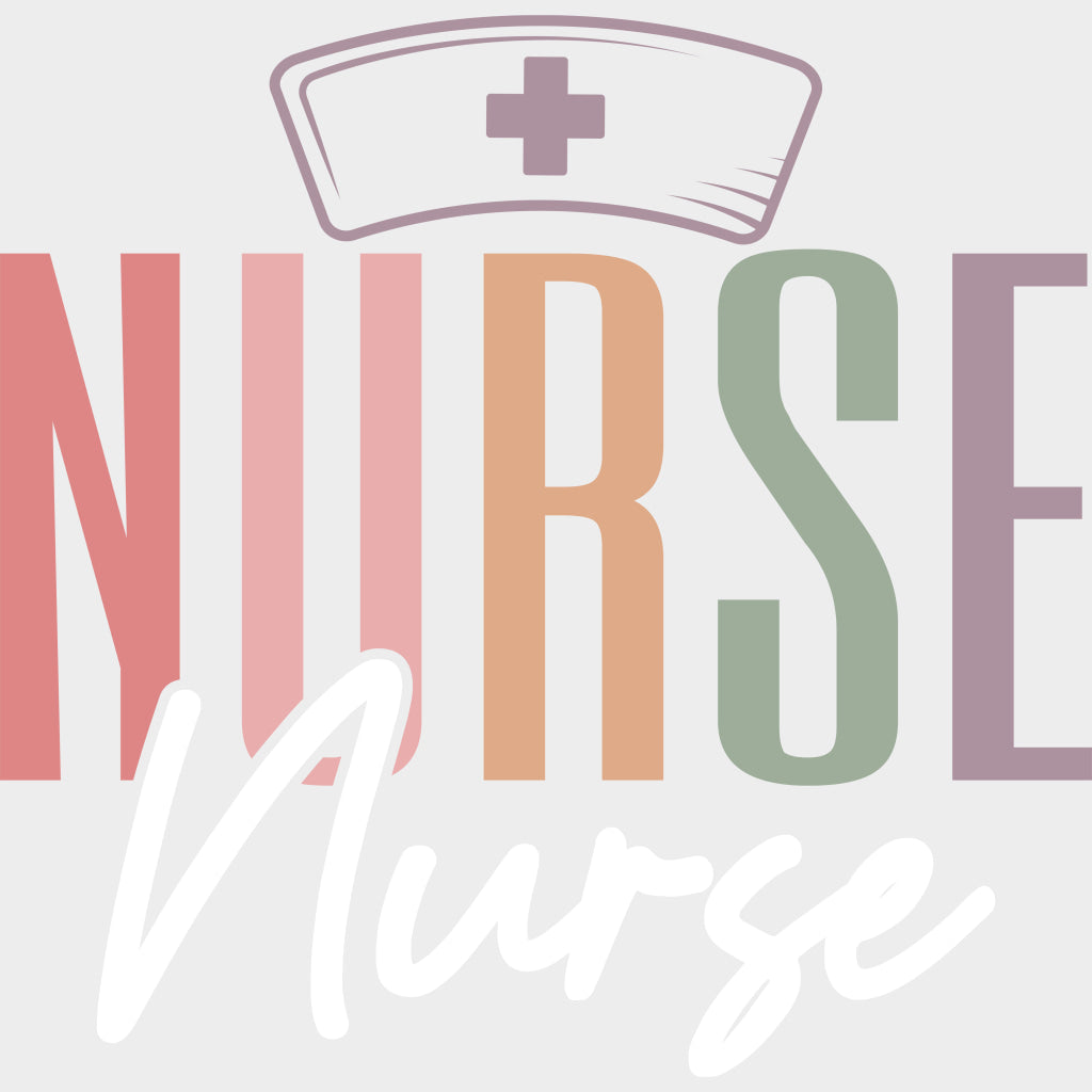 Nurse Cap B&W - Nurse DTF Transfers Adult Unisex - S & M (10’’) / Light Color Design (See Imaging)
