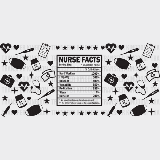 Nurse Facts - Cup Wrap Uv Sticker Permanent Dtf Decal