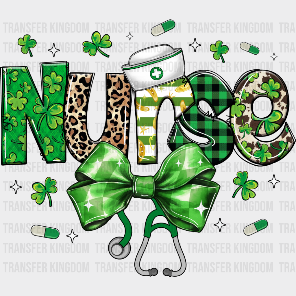 Nurse Green Ribbon - St. Patrick’s Day DTF Transfer Adult Unisex - S & M (10’’) / Dark Color Design (See Imaging)