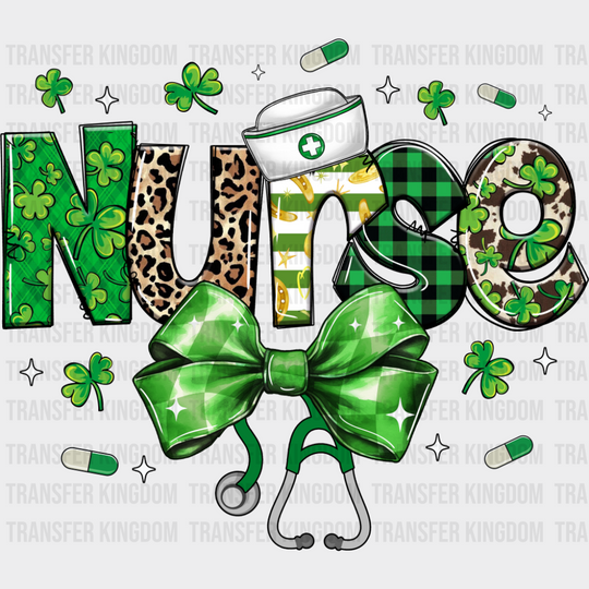 Nurse Green Ribbon - St. Patrick’s Day DTF Transfer Adult Unisex - S & M (10’’) / Dark Color Design (See Imaging)