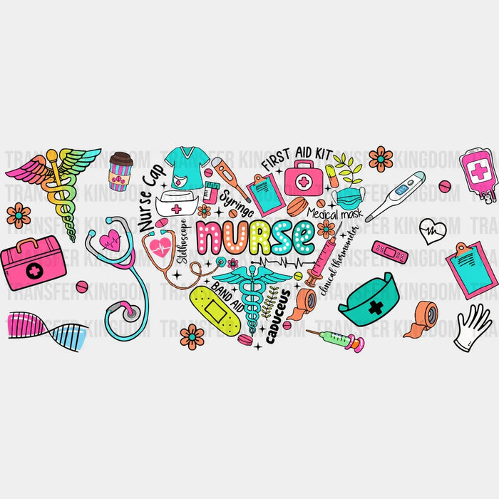Nurse Heart Design - Nurse Cup Wrap UV Sticker Permanent UV DTF Decal