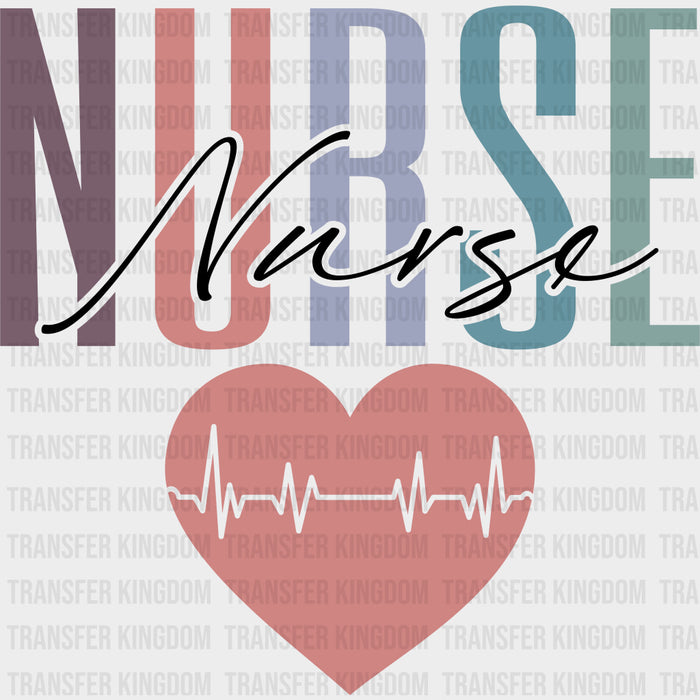 Nurse, Heart, ECG Line - Nurse DTF Transfers