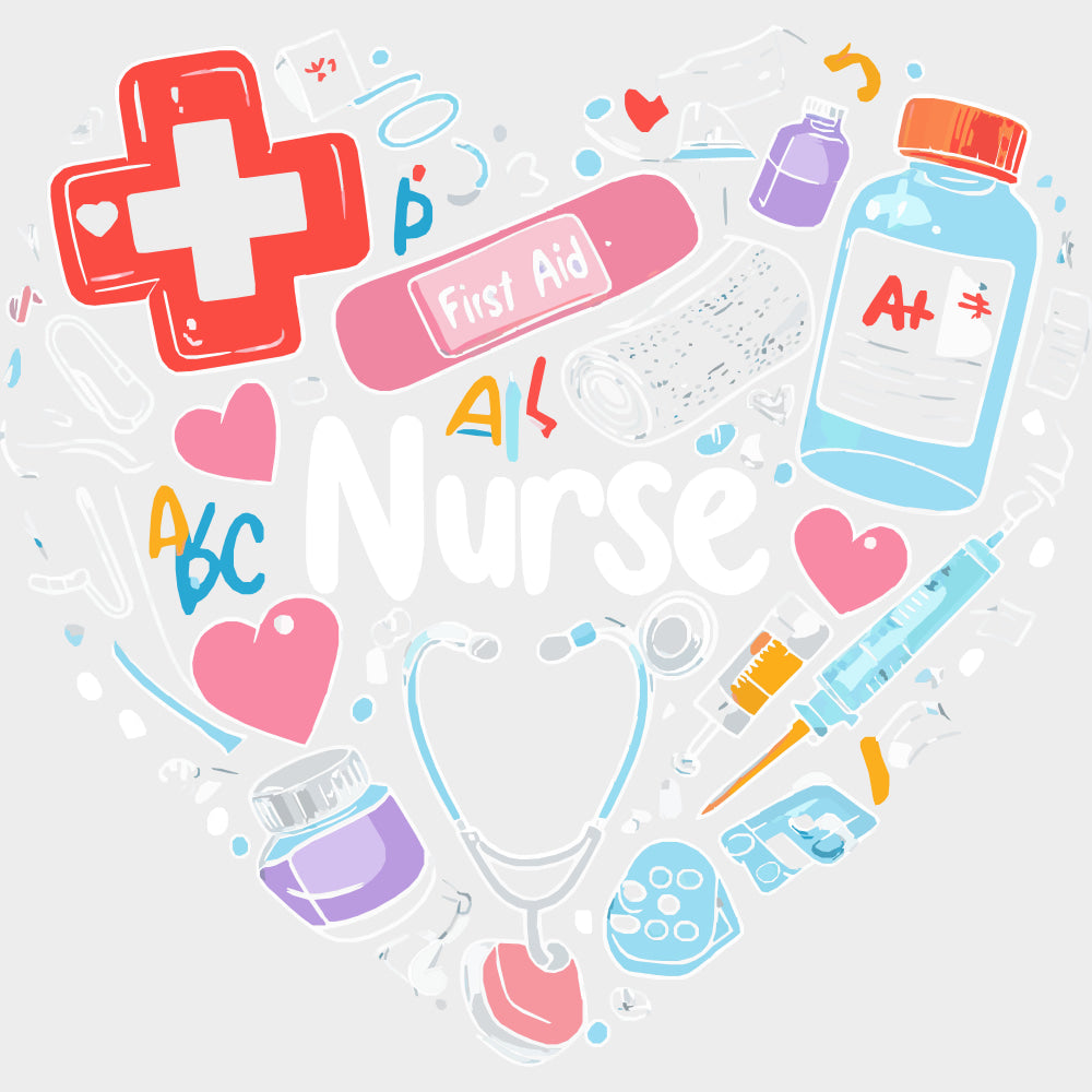 Nurse Heart - School Nurse DTF Transfers transfer-kingdom Light Color Design (See Imaging)