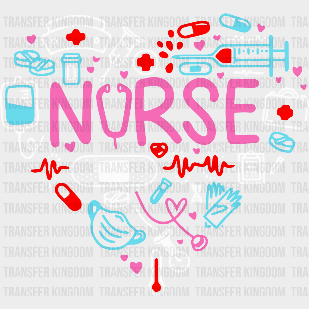 Nurse Heart Together Valentines Day Design - Dtf Heat Transfer