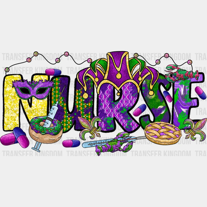 Nurse Mardi Gras Design- Mardi Gras DTF heat transfer