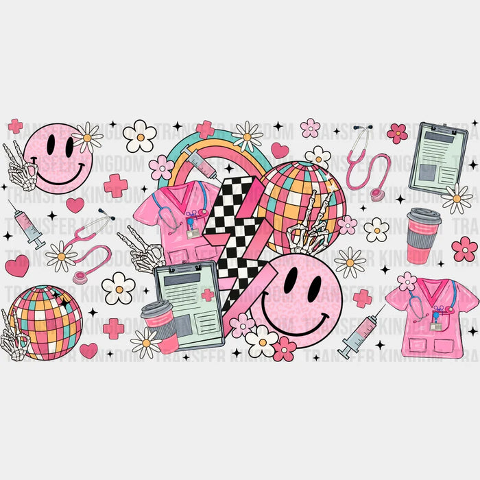 Nurse Pink Design - Nurse Cup Wrap UV Sticker Permanent UV DTF Decal