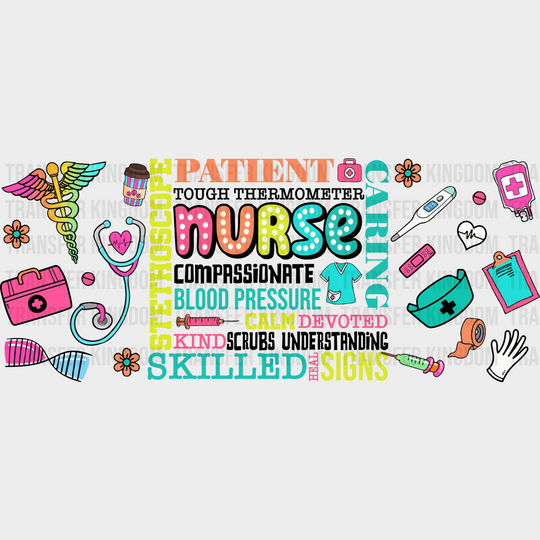 Nurse Qualities Colorful Design - Cup Wrap Uv Sticker Permanent Dtf Decal