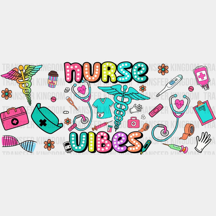 Nurse Vibes Colorful Design - Nurse Cup Wrap UV Sticker Permanent UV DTF Decal