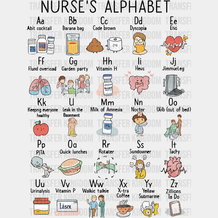 Nurse's Alphabet - Nurse DTF Transfer