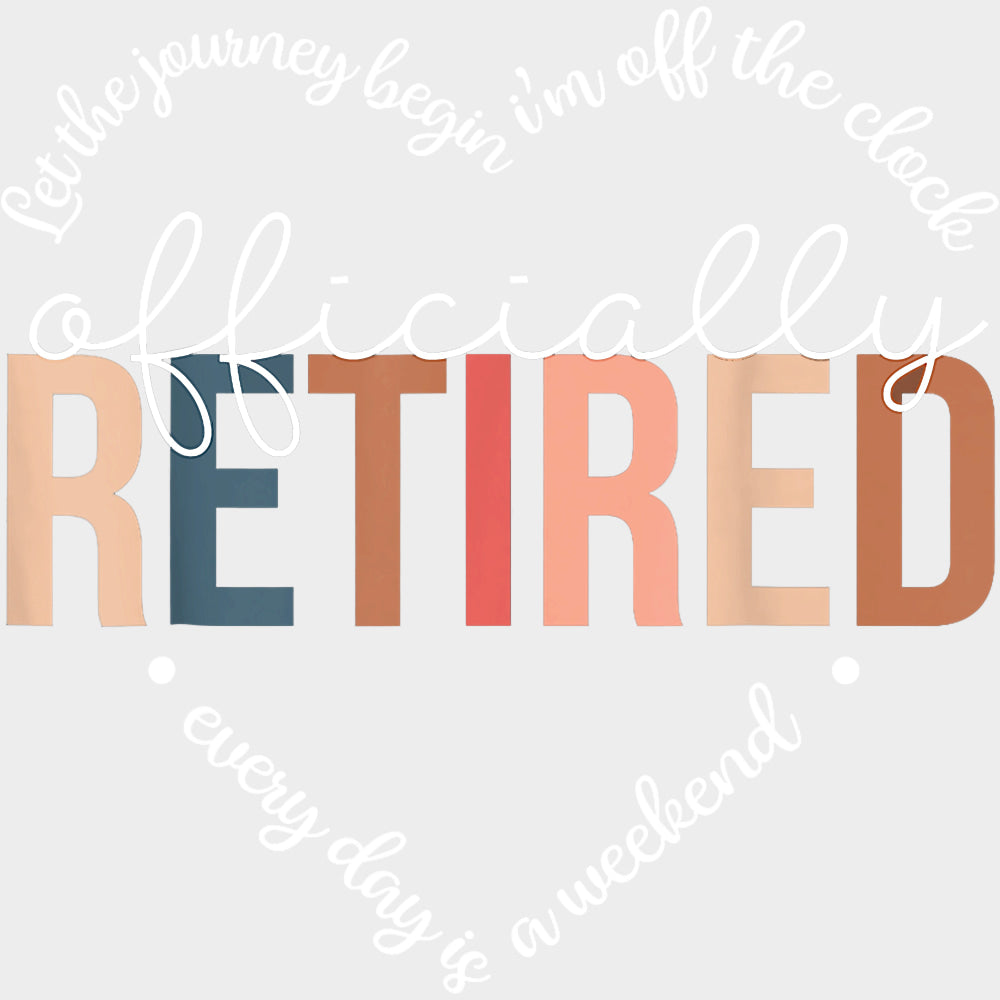 Officially Retired, Heart B&W - Retirement DTF Transfers transfer-kingdom Light Color Design (See Imaging)