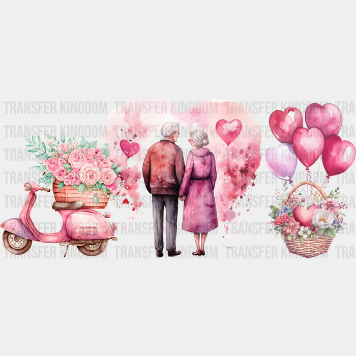 Old Couple Pink Design - Valentine's Day Cup Wrap UV Sticker Permanent UV DTF Decal