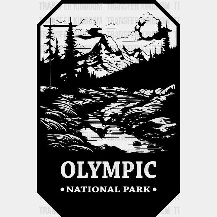 Olympic National Park Black And White Design - National Parks DTF Transfers