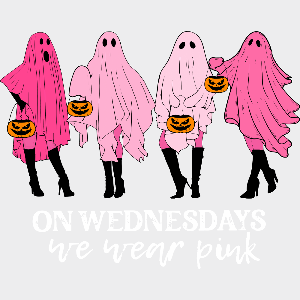 On Wednesdays We Wear Pink Halloween DTF Transfer Adult Unisex S & M (10’’) / Light Color Design (See Imaging)