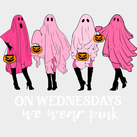 On Wednesdays We Wear Pink Halloween DTF Transfer Adult Unisex S & M (10’’) / Light Color Design (See Imaging)
