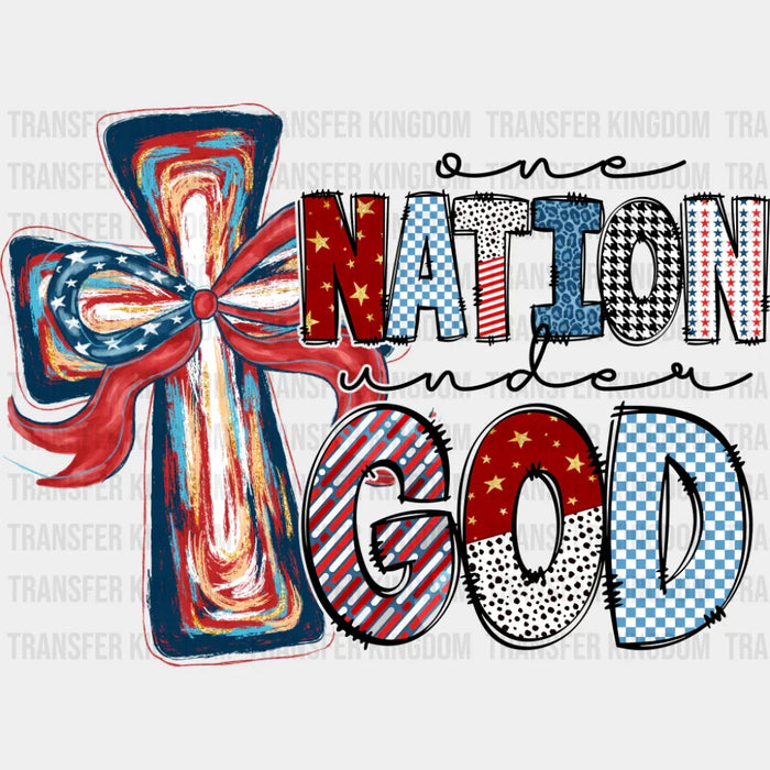 One Nation Under God Cross - 4th Of July DTF Transfer