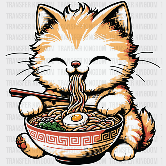 Orange Cat Ramen Design - Cats Iron On Dtf Transfer