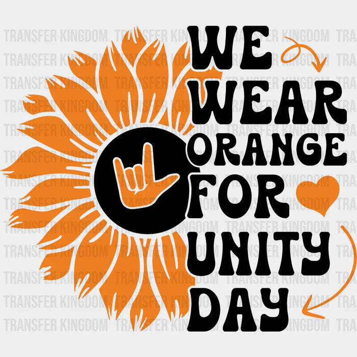 Orange For Unity Day Flower Design - Anti Bullying Iron On DTF Transfer