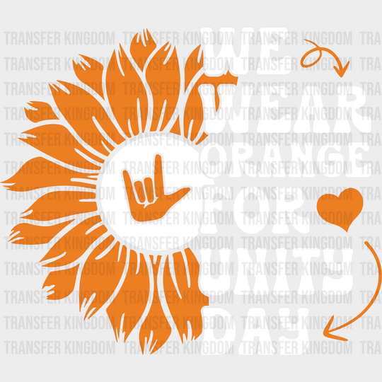Orange For Unity Day Flower Design - Anti Bullying Iron On Dtf Transfer Unisex S & M (10’’) /
